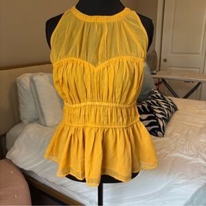 Old Navy Mustard Halter Peplum Top